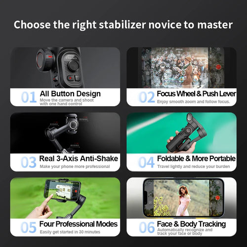 AOCHUAN® 3-Axis Handheld Gimbal Stabilizer para iPhone/Android