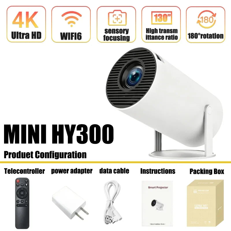 Projector 4K Portable Android Mini HY300