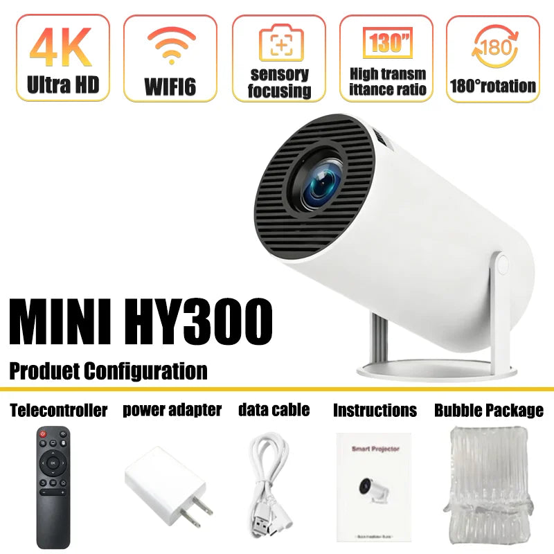 Projector 4K Portable Android Mini HY300